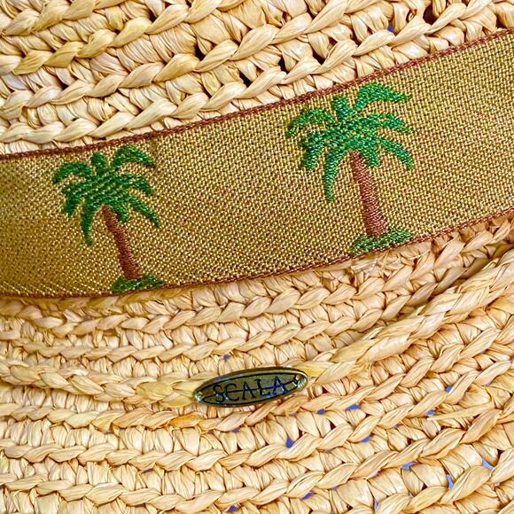 Scala Collezione Ruffia Straw Sun Hat Palm Tree Band - Picture 5 of 14